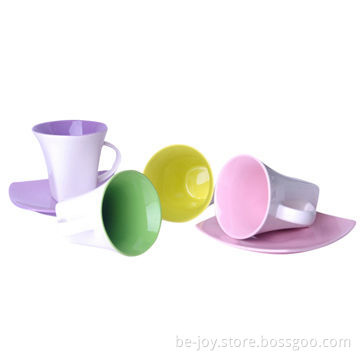 8oz Ceramic cup and saucer, various color and artworks are available, OEM orders are welcome